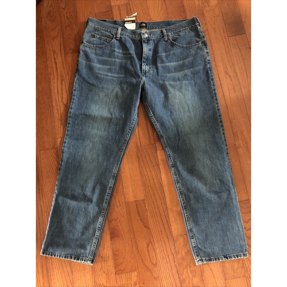 Lee Jeans Regular Fit Blue Denim Straight Leg Pants Mens Size 42x30" NWT
